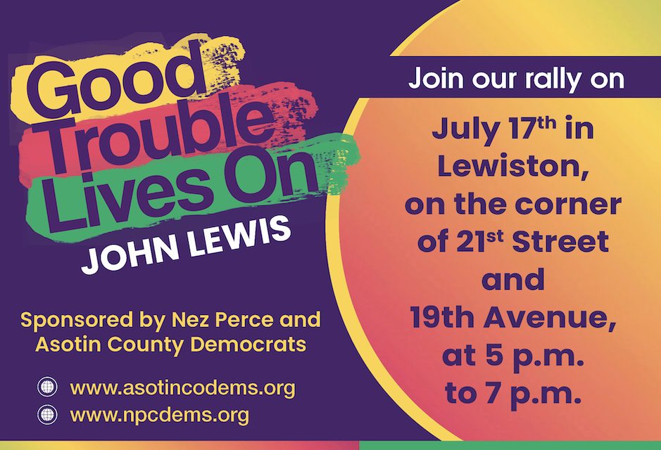 An ad for the Good Trouble Lives On rally in Lewiston on July 17, 2025.
