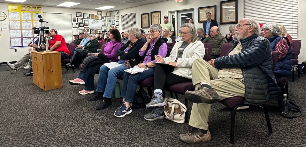 Audience members listen to a speaker at the NPC Dems Candidates Forum on October 29, 2025 in Lewiston.