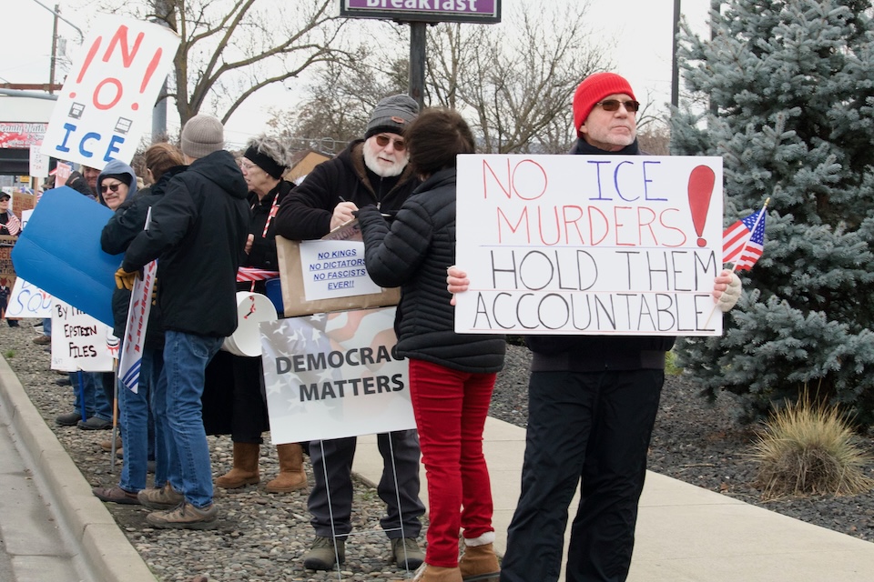 Protesters at the ICE OUT FOR GOOD rally in Clarkton on January 11.